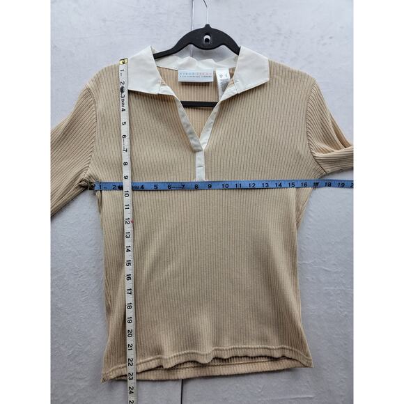 First Issue Liz Claiborne Co. Ribbed, Collared, Long Sleeve Top, Sz S, NWT - Picture 2 of 12